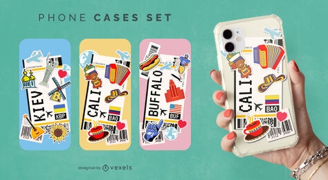 Vacation boarding passes phone case set