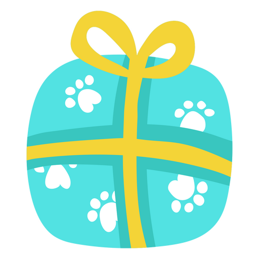 Blue gift box with paw prints on it PNG Design