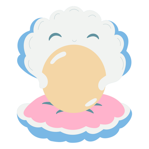 Cute kawaii oyster with pearl PNG Design