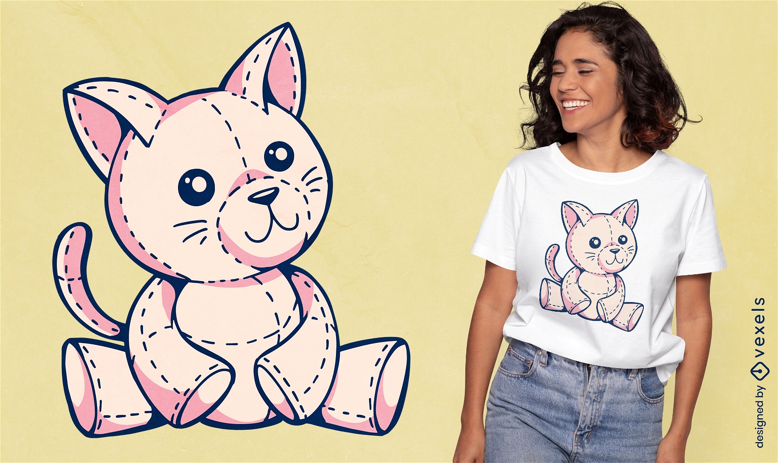 Design de camiseta de pelúcia de brinquedo de gato