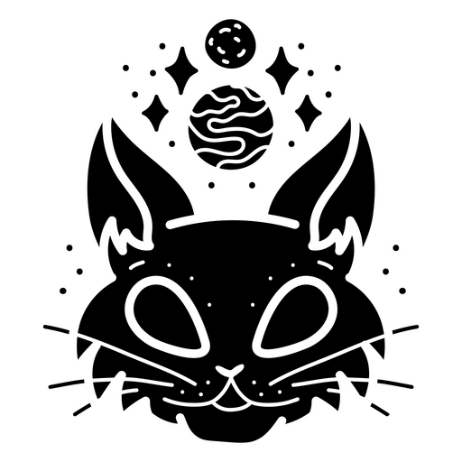 Design futurista de gato com elementos celestiais Desenho PNG