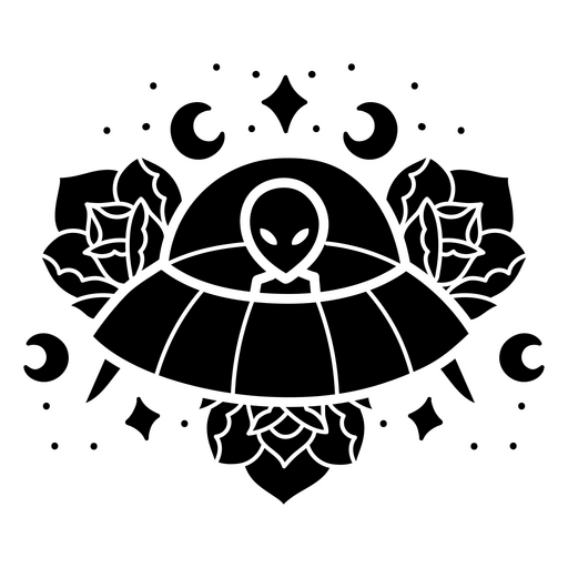 Einzigartiges außerirdisches Raumschiff und Blumendesign PNG-Design