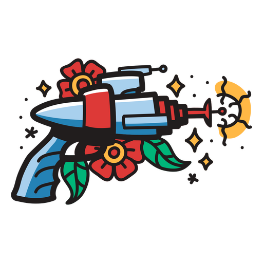 Space gun with flowers on it PNG Design