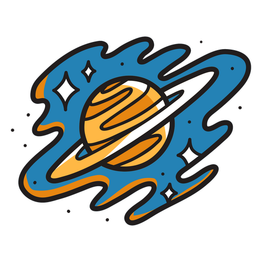 Icono de trazo de color de Saturno Diseño PNG