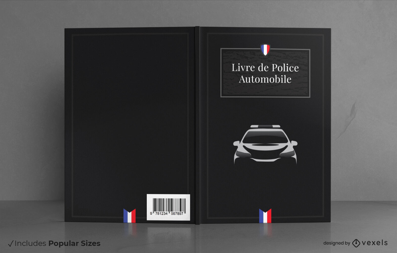 Design de capa de livro francês de carro de polícia