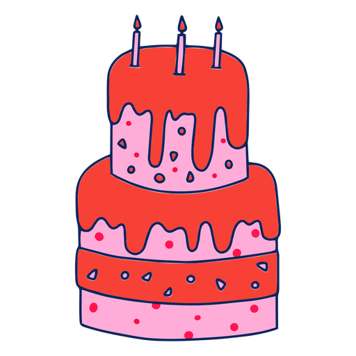 Birthday cake with three candles PNG Design