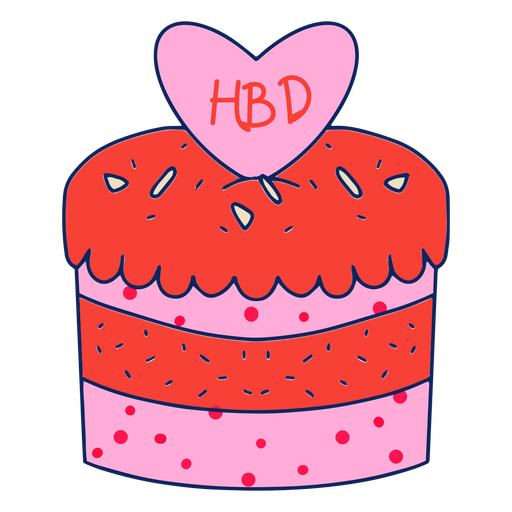 Cake with the word hbd on it PNG Design