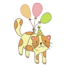 Birthday cat color stroke Transparent PNG