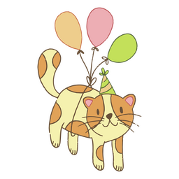 Trazo de color de gato de cumpleaños Diseño PNG
