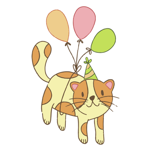 Birthday cat color stroke