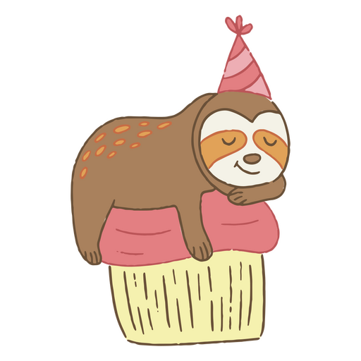 Cute birthday sloth cartoon PNG Design