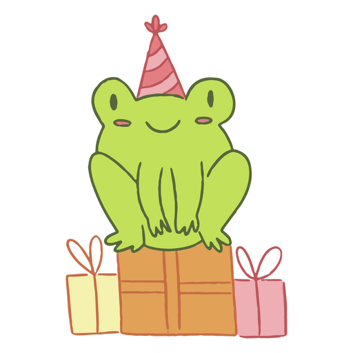 Cute birthday frog cartoon PNG Design