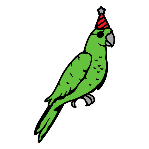 Green parrot wearing a party hat PNG Design
