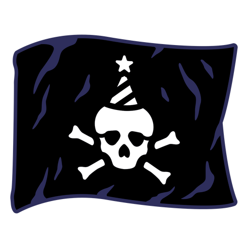 Bandera pirata con calavera y tibias cruzadas. Diseño PNG