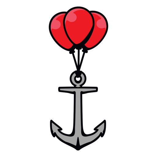 Grauer Anker mit roten Luftballons PNG-Design