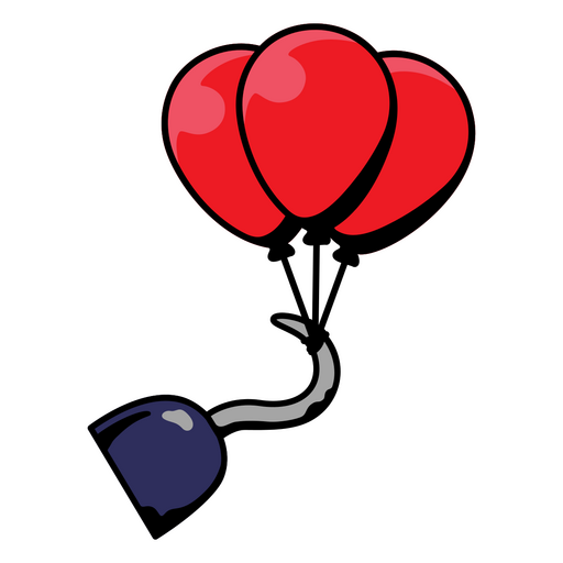 Red balloon with a hook attached to it PNG Design