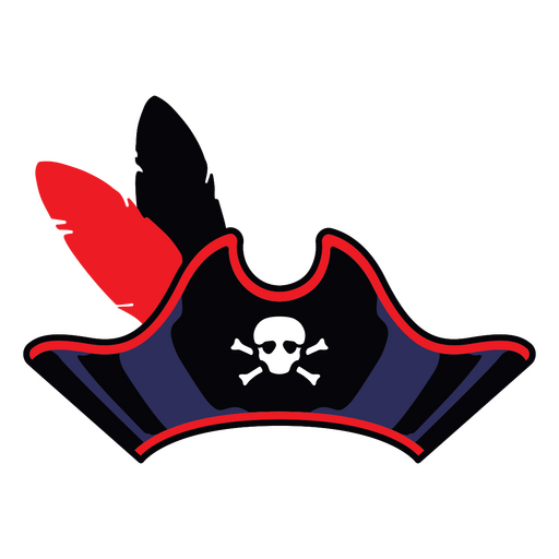 Pirate hat with a skull and feathers PNG Design
