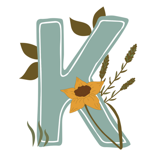 Cottagecore K-Buchstaben-Alphabet PNG-Design