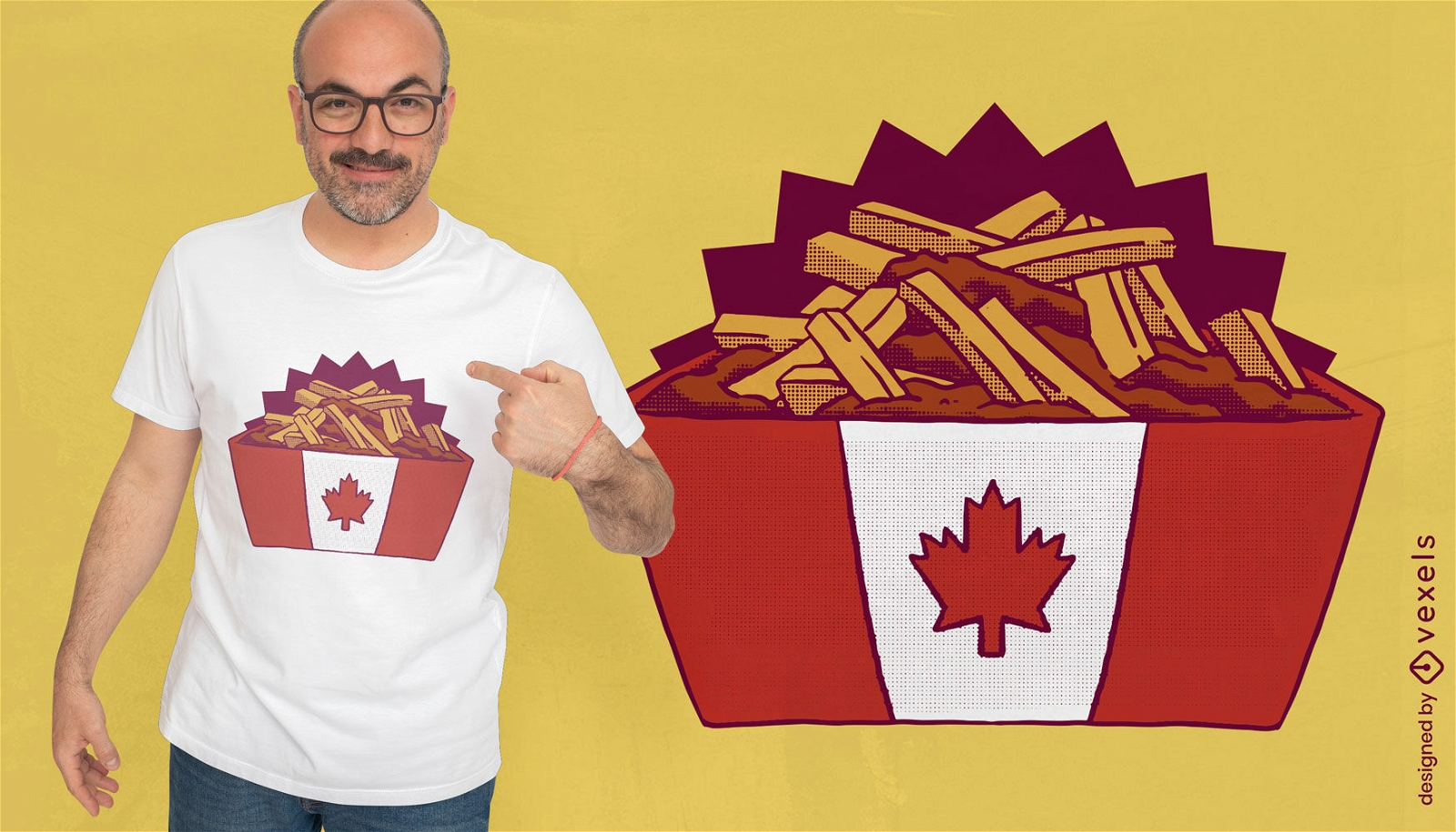 Diseño de camiseta de comida canadiense poutine