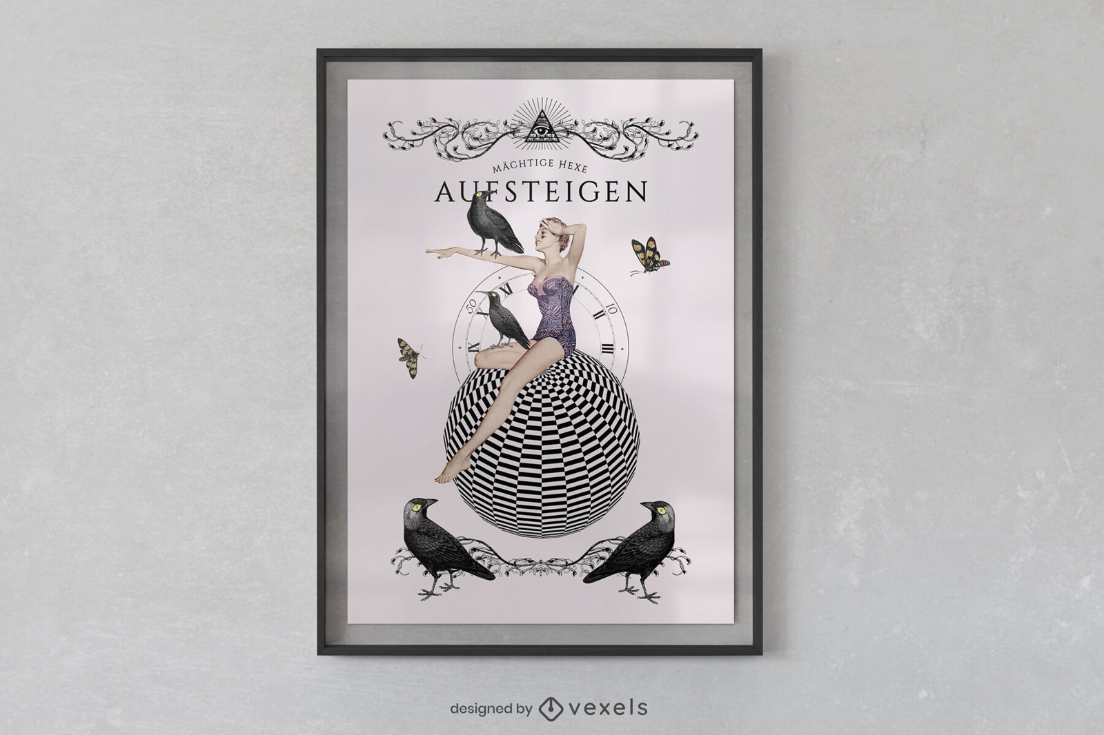 Design de cartaz de mulher e p?ssaros de circo