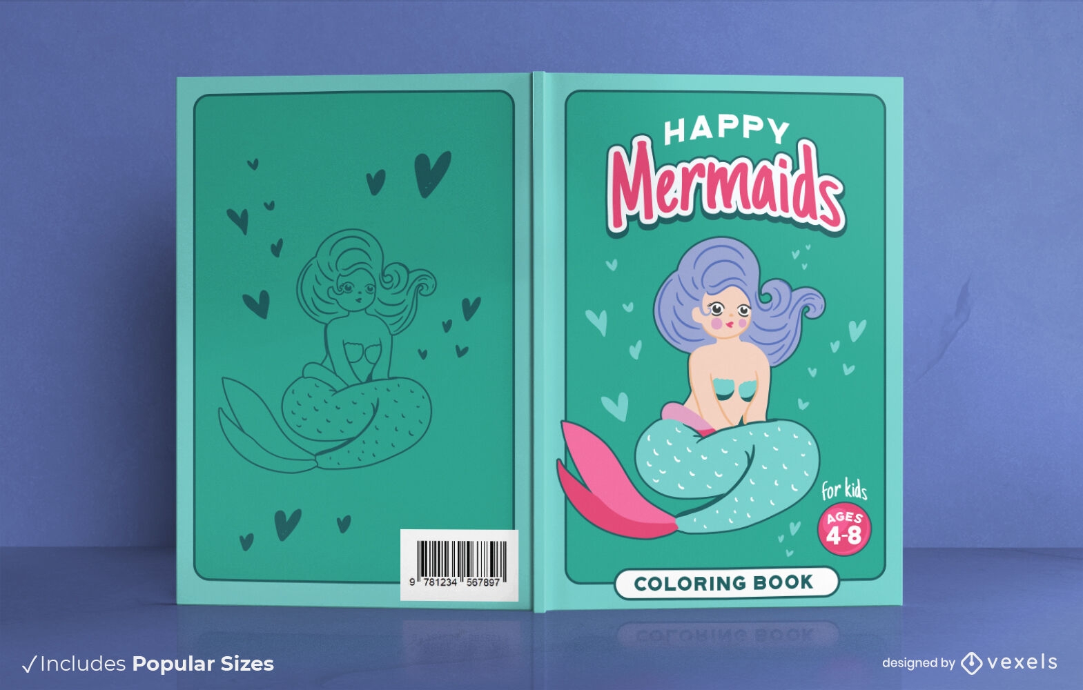 Meerjungfrauen-Malbuch-Cover-Design