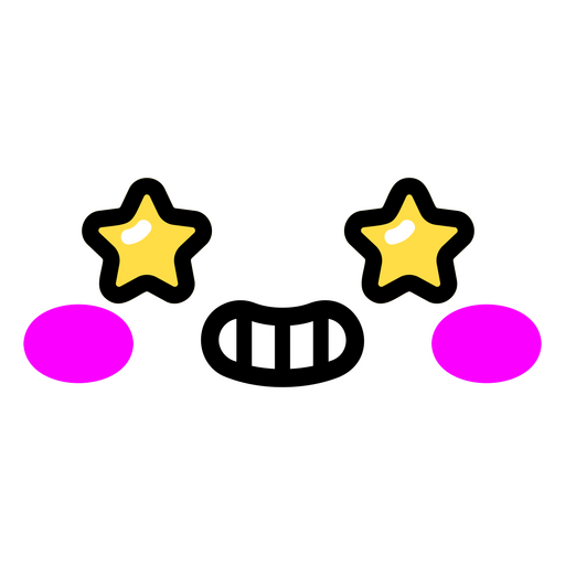 Rosto de olhos de estrela kawaii