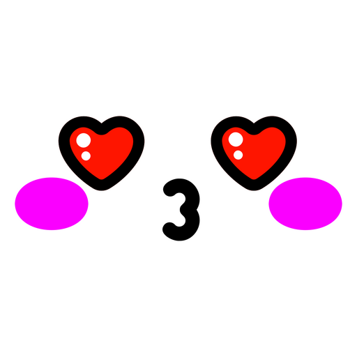 Kawaii-Herzaugen, die das Gesicht küssen, Emoji PNG-Design
