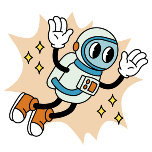 Astronaut retro cartoon PNG Design