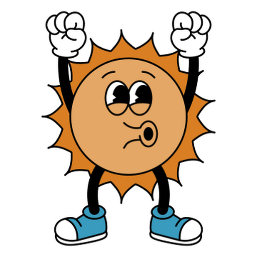 Retro-Karikatur der Sonne PNG-Design