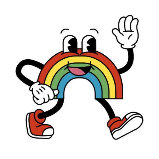 Retro-Cartoon des Regenbogens PNG-Design