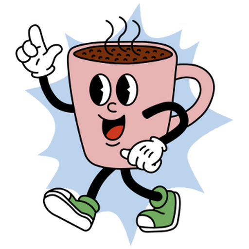 Coffee retro cartoon PNG Design