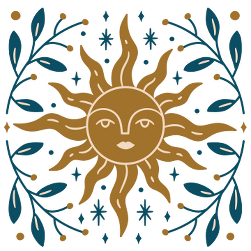 Sonne mit Blumen und Blättern PNG-Design