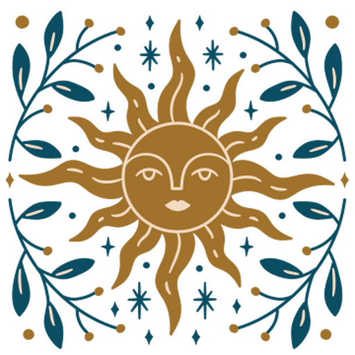 Sun with flowers and leaves PNG Design
