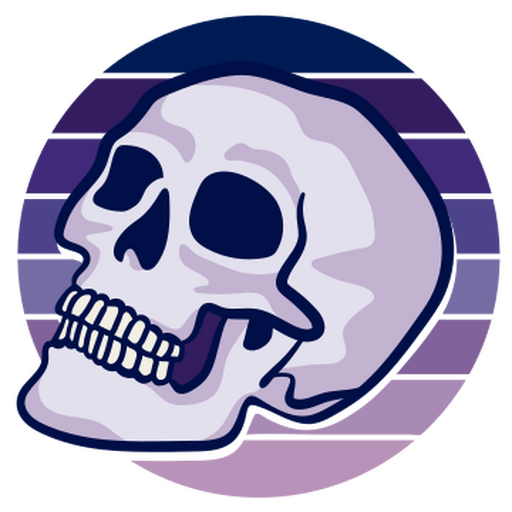 Totenkopf auf violettem und blauem Hintergrund PNG-Design
