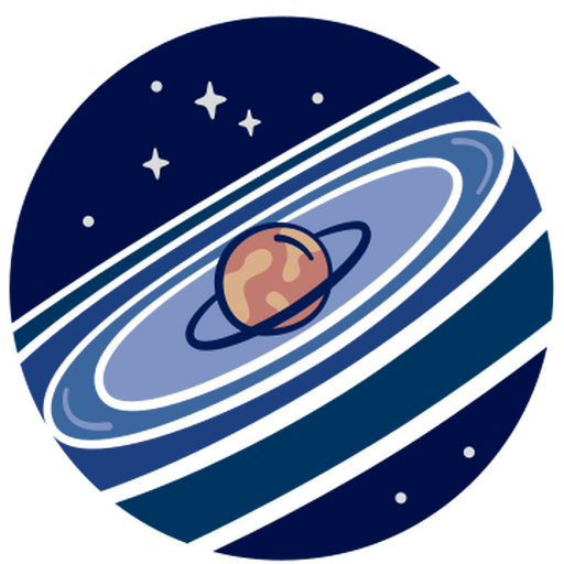 Saturno en círculo con estrellas al fondo. Diseño PNG