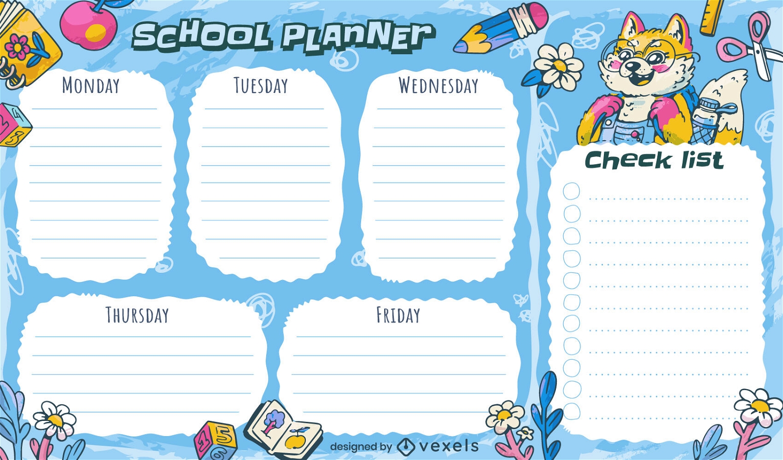 Child school planner design template