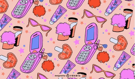 Pink cellphone y2k pattern design
