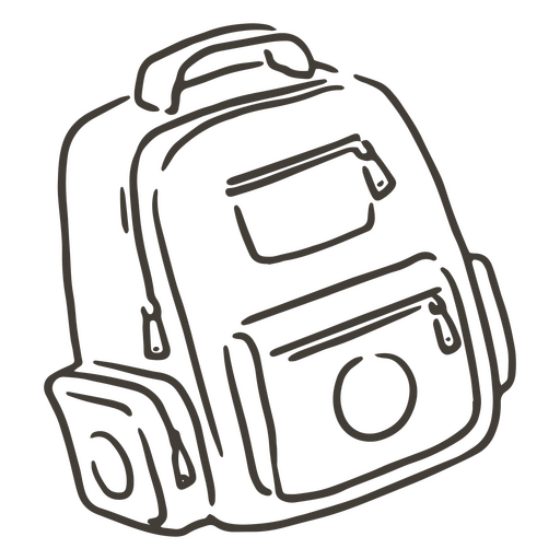 Black and white drawing of a backpack PNG Design