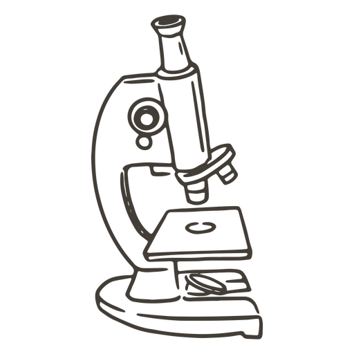 Black and white illustration of a microscope PNG Design