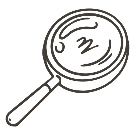 Black and white drawing of a magnifying glass PNG Design