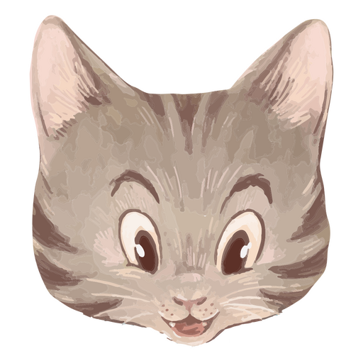 Imagem de um gato cinza com olhos grandes Desenho PNG
