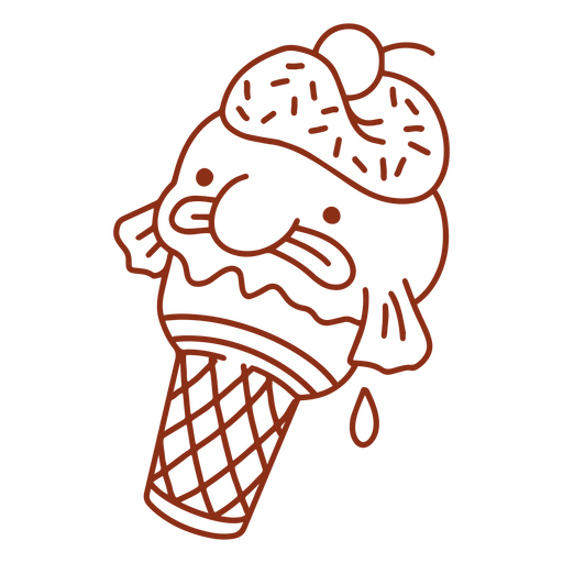Ice cream cone with blobfish on it PNG Design