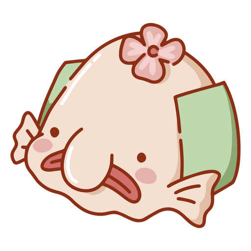 Cartoon fish with a flower on its head PNG Design