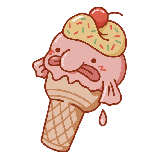 Cartoon ice cream cone with a blobfish PNG Design