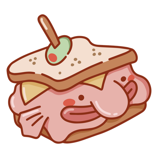 Sandwich with a blobfish sticking out of it PNG Design