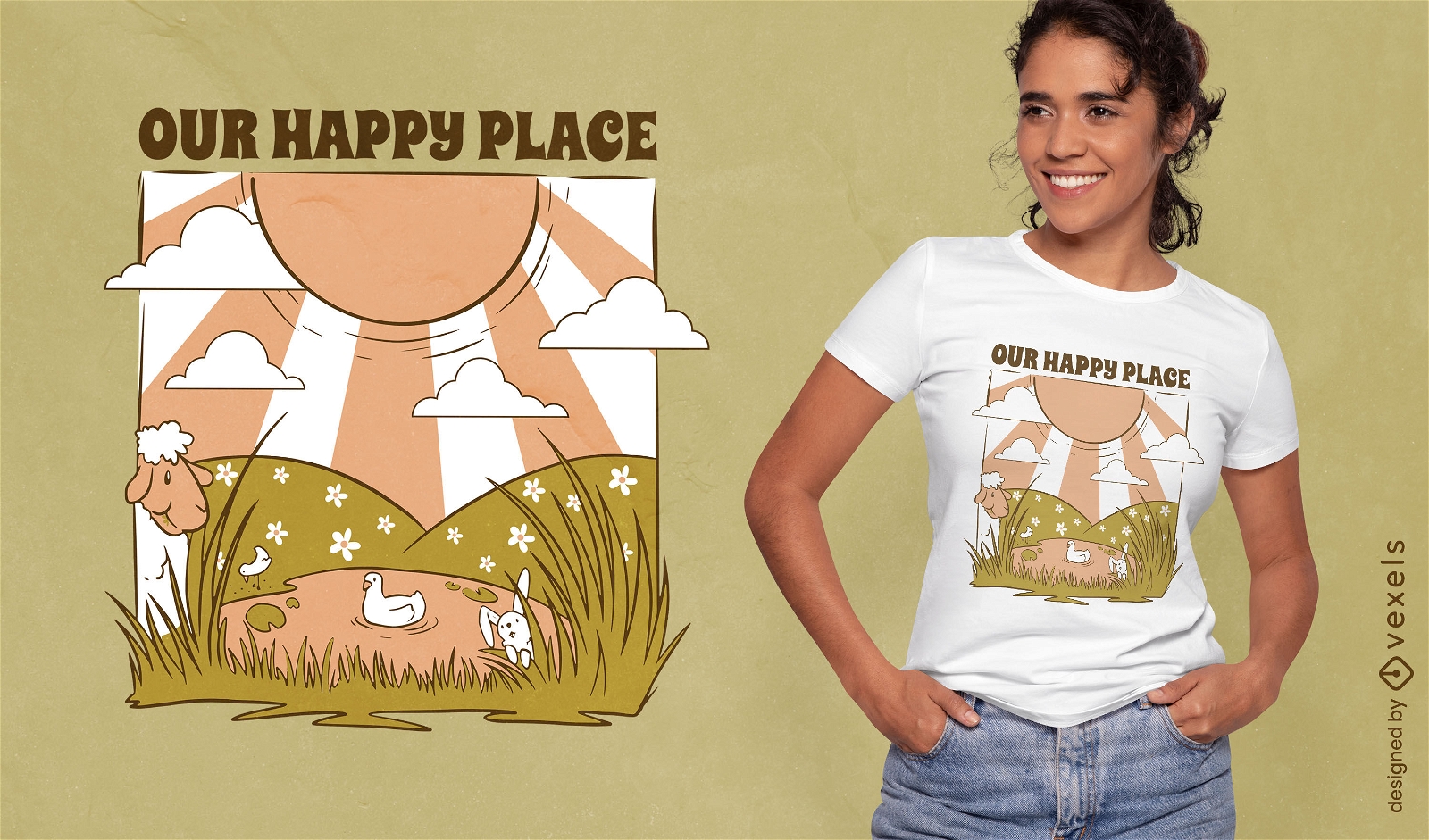 Sunny day in countryside t-shirt design