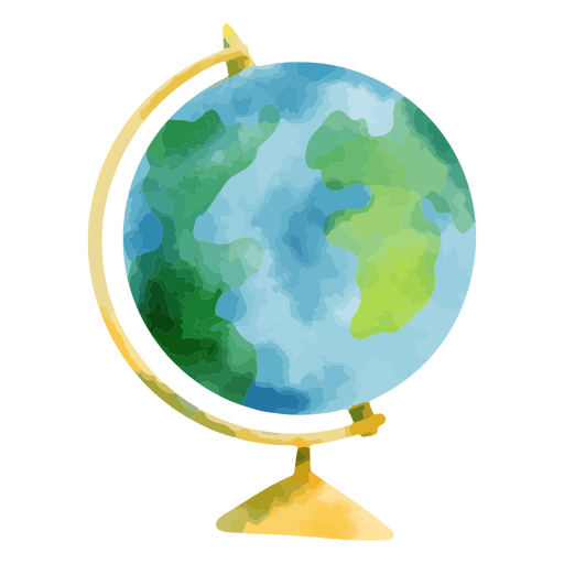 Watercolor illustration of a globe PNG Design