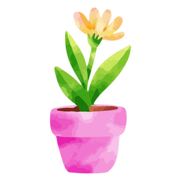 Plant watercolor flowerpot