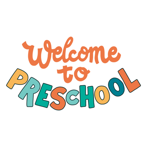 La palabra bienvenida al preescolar. Diseño PNG