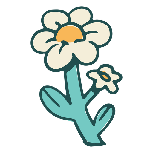 Gänseblümchen-Blumen-Doodle-Symbol PNG-Design